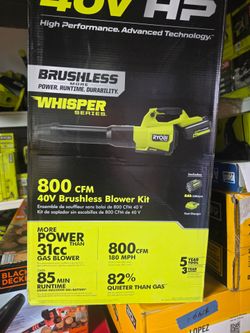 RYOBI

40V HP Brushless Whisper Series 180 MPH 800 CFM Cordless Battery Leaf Blower TOOL ONLY NO BATTERY OR CHARGER NEW