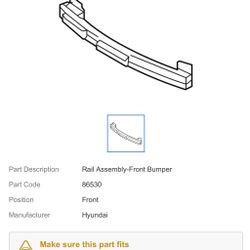 Hyundai 86530-3K550 Rail Assembly-Front Bumper 2007-2010 Hyundai Sonata