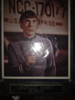 1991 Star Trek Leonard Nimoy Autographed Photo Plaque As Mr. Spock Limited Edition W/COA