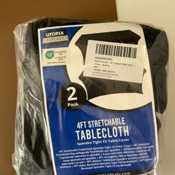 Black, 4 Ft Stretchable Tablecloth - 2 Pack