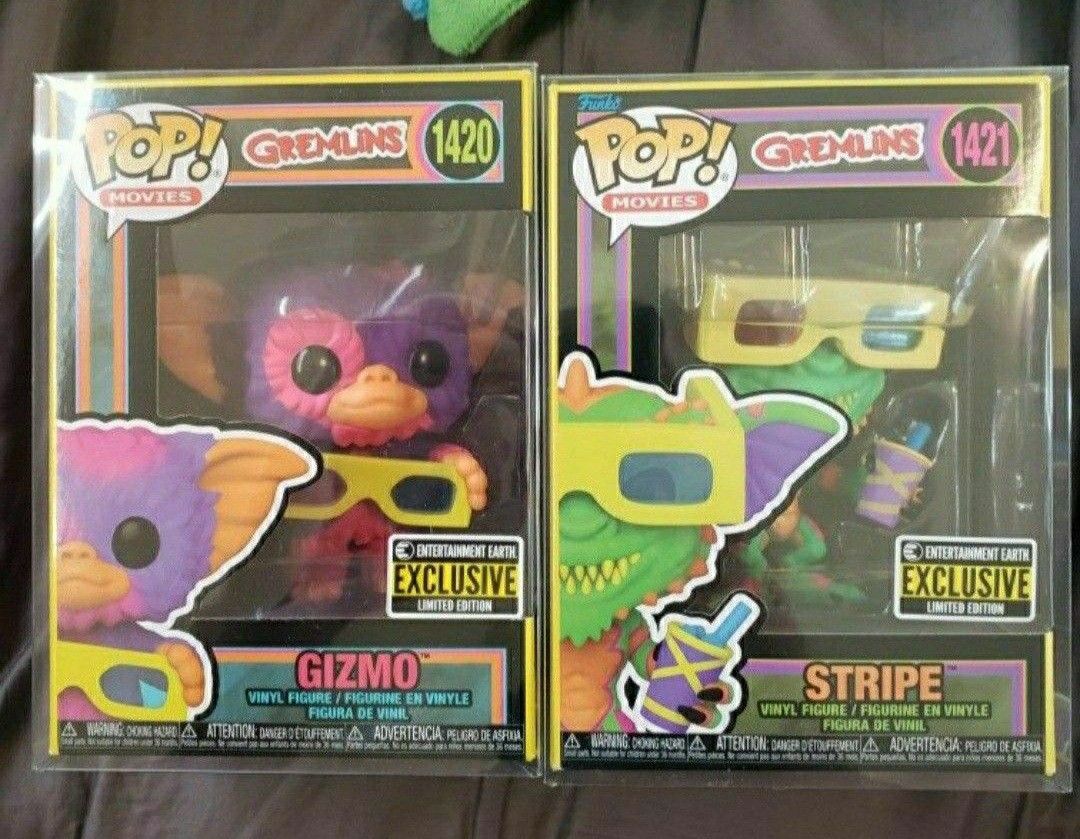 Funko POP Gremlins Gizmo And Stripe Black Light Exclusive Editions Mint In Protectors