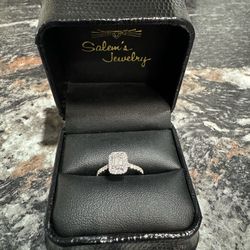 14K White Gold Engagement Ring Emerald Cut in Halo Setting 4-1/4