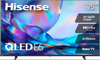 Hisense 75" Class E6SR Series Hi-QLED 4K UHD Smart Roku TV (75E6SR, 2026 Model)