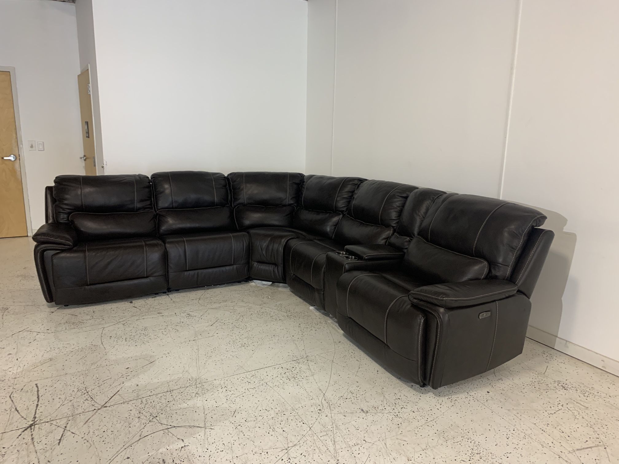 Top Grain Leather Sectional With Power Recliners