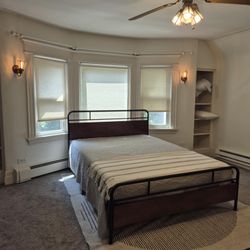Wooden Industrial Bedframe & Memory Foam Mattress 