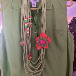 Long Green And Pink Necklace 