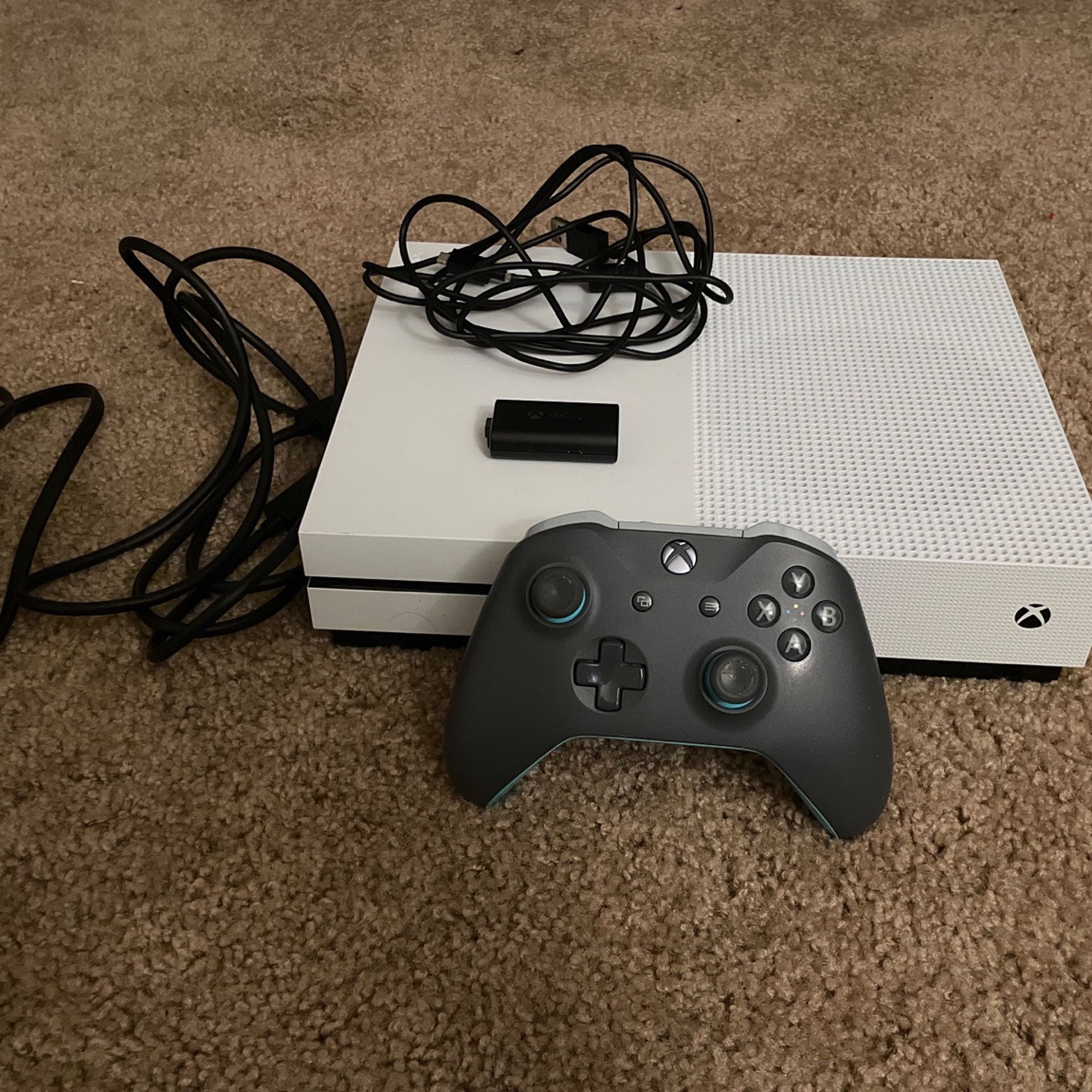 Xbox One S 1TB, Includes: Xbox One S, Power Cable, HDMI , Gray/blue Controller, Rechargeable Battery