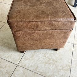 Brown Leather Ottoman