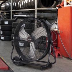 24" COMMERCIAL ROLLING DRUM WAREHOUSE FLOOR FAN SHOP 3 ADJUSTABLE SPEED, BLACK