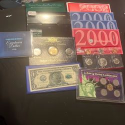 Lot Of 6 Proof Sets And Morgan 100th Anniversary Dollar Bill