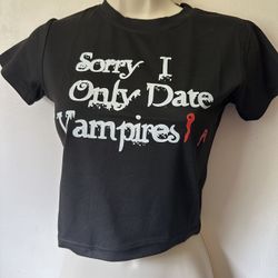 Black Graphic Tee with Vampire Print