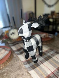 Plaid Reindeer Holiday Decor Figure