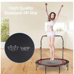 New in box 48" Foldable Mini Trampo-line,Fitness Trampo-line with Safety Pad, Stable & Quiet Exercise Rebounder Exercise Trampo-line Rebounder for Ind