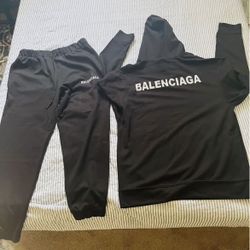 2 Designer-Inspired Hoodie + Pants Sets (Balenciaga Style) – Large – Black & Blue 
