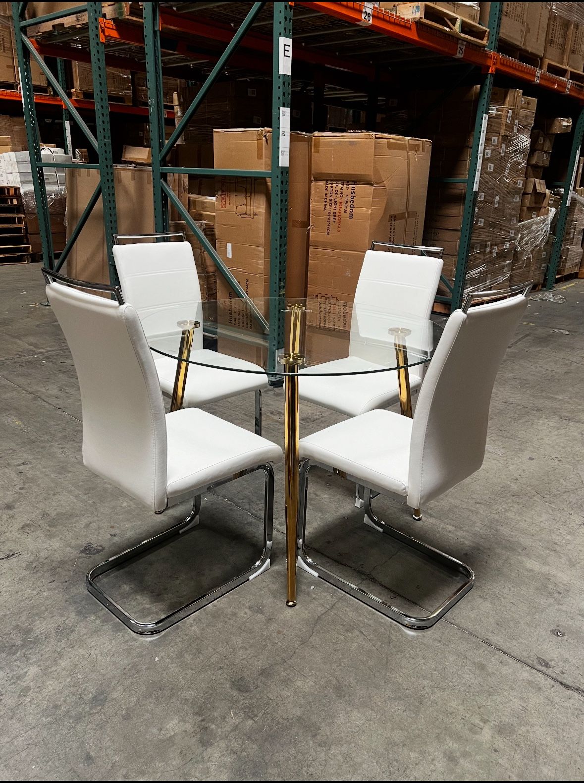 $225.00!!! New 40” Round Glass Dining Table with 4 Dining Chairs Contemporary,All Products : American Fashion Style Bags On Sale