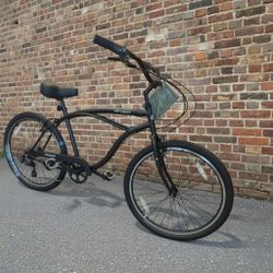 NEW RETROSPEC CHATHAM 7 MATTE BLACK GEARED 7 SPEED BEACH CRUISER BIKE
