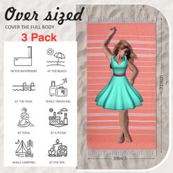 NEW 3 Pcs Cotton Turkish Beach Towels Oversized 39 x 71 Inch Pool Towels Quick Dry Extra Large Light Travel Towel Turkish Beach Blanket for Adults Bea
