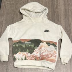 Nike Kids' White Hoodie with Mountain Design