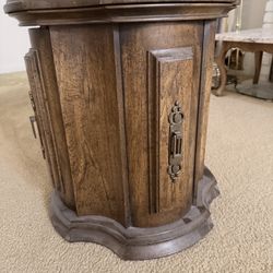 Mid century Drum Side Accent Table (Hidden Cabinet!) 