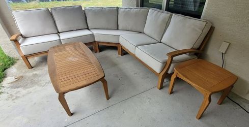 Teak Outdoor Sectional Sofa Set with Tables