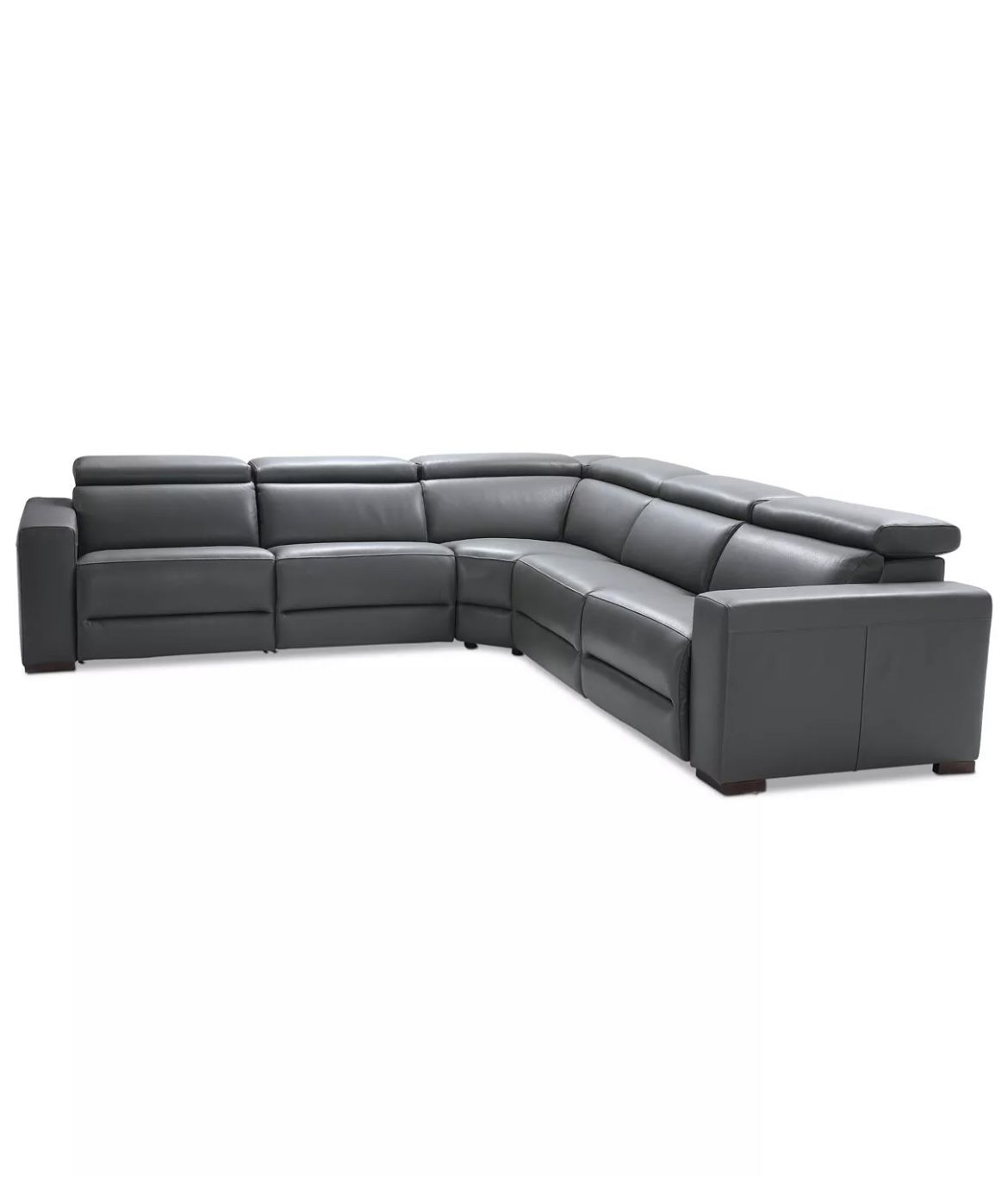 Nevio 5-pc Leather "L" Sectional with 3 Power Recliners, Created for Macy's
