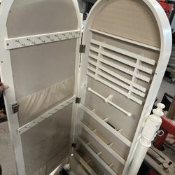 Jewelry Floor Mirror Storage Armoire Cabinet 