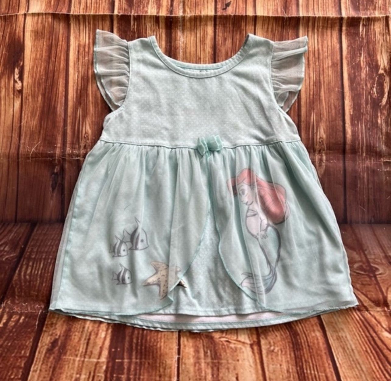 Disney Girl’s The Little Mermaid Fit and Flare Mini Dress Aqua Size 7/8