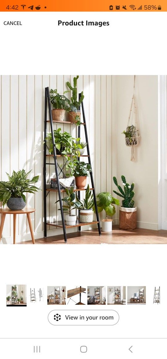 New Unopened LINSY HOME Ladder Shelf, 4 Tier Bookshelf, Freestanding Storage Shelves with Steel Frame