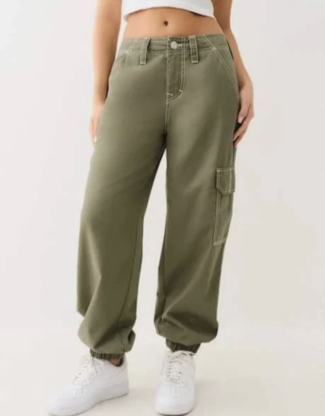 True Religion Woman’s Bobbi Baggy Cargo Jogger Size 29 NWT Green retail $199