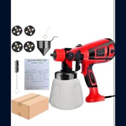 Spray Gun, Electric Spray Gun with Nozzle and 3 Spray Modes, Large Capacity oz Tank, Easy to Clean (Red Upgrade)