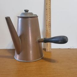 Vintage E W ALLEN Copper Pot With Wooden Handle.