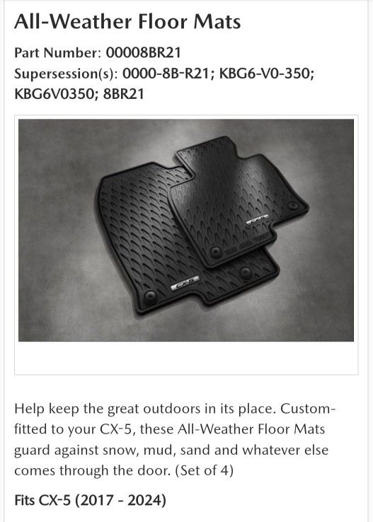 2017-2024 Mazda CX-5 All Weather Floormats