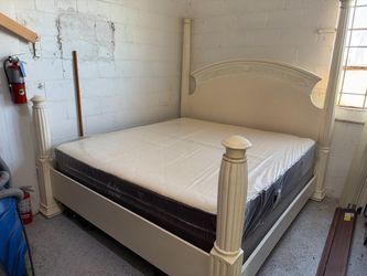 King size mattress and box spring set and bed frame