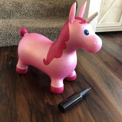 Girl Inflatable Pink Unicorn Ride Bouncer with pump