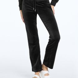 Juicy Couture Velour Pants Loungewear Black Jogger Sleepwear Women's Size XL NWT