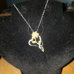 21 Inch Stainless Steel Sunflower And Heart necklace New