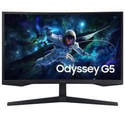 Samsung 27 Odyssey G5 1000R QHD 165Hz 1ms AMD FreeSync Curved Gaming Monitor, Black