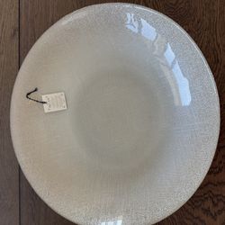 Brand New Akcam 16” Glass Glitter Charger Plate – White, Silver, Champagne with Gold Accents