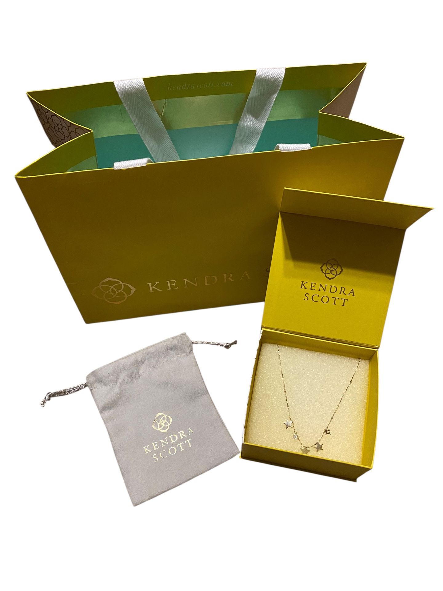 Kendra Scott Jae Star Gold Choker Necklace Box, Dust Bag, and Gift Bag Included