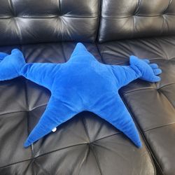 Ikea FAMNIG STJARNA Blue Star Plush Cushion 16 X 40" 