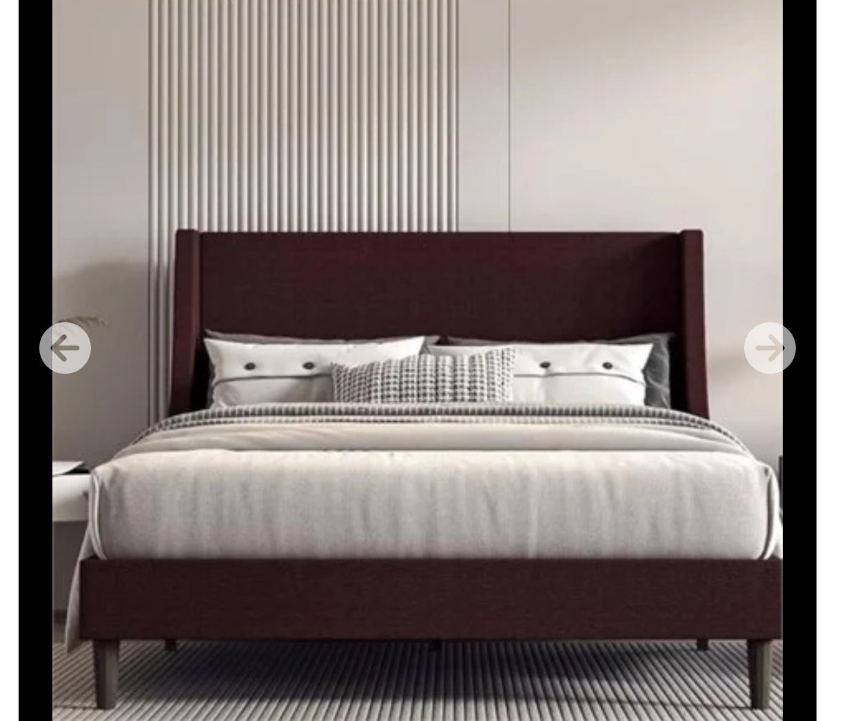 wancla QUEEN Size Bed Frame, Platform Bed Frame with Upholstered Headboard, Modern Deluxe Wingback/