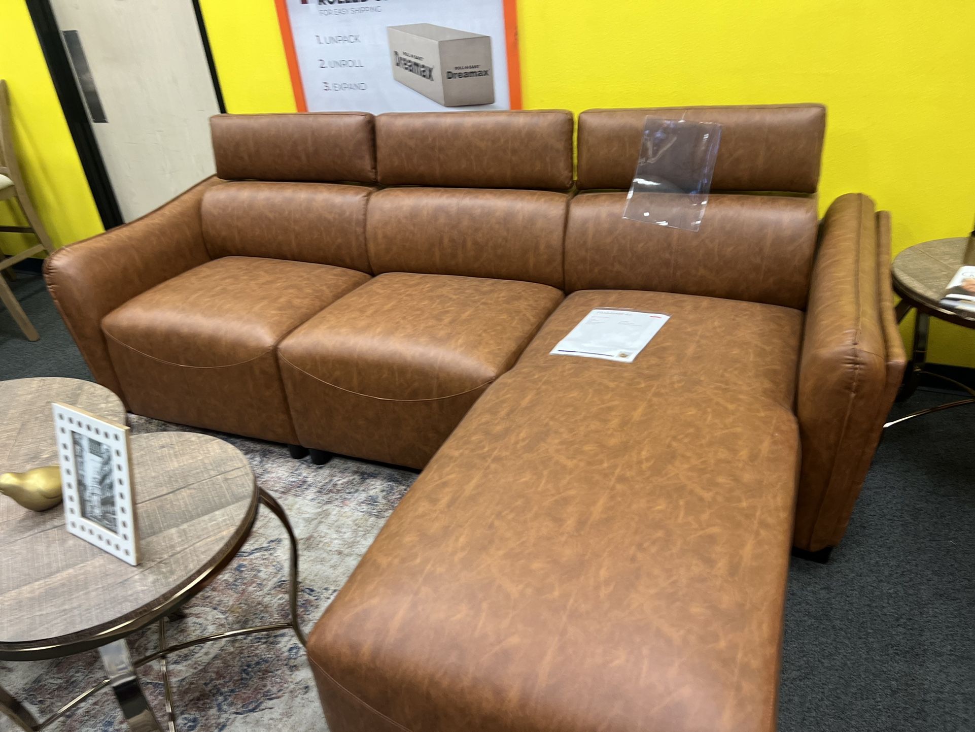 $0 Down! New Sectional W Adjustable Headrests. Brown Padded Furniture