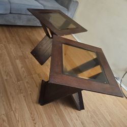 Two  end glass table set 
