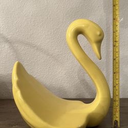 Vintage Retro 70’s Glazed Ceramic Yellow Swan Hand Towel Holder Decor 