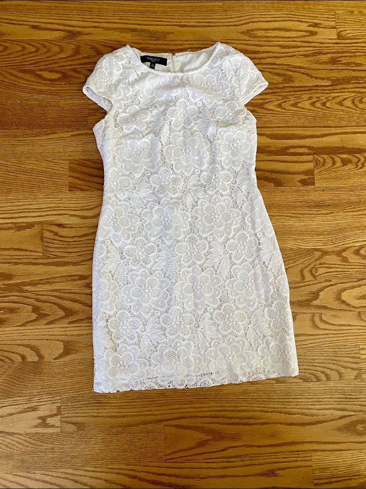 Nine West White Lace Dress Size 8