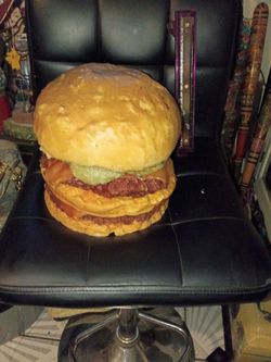 Hardend waxy display double bacon burger