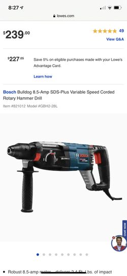 Bosch Bulldog 8.5 Amp Corded Rotary Hammer Drill