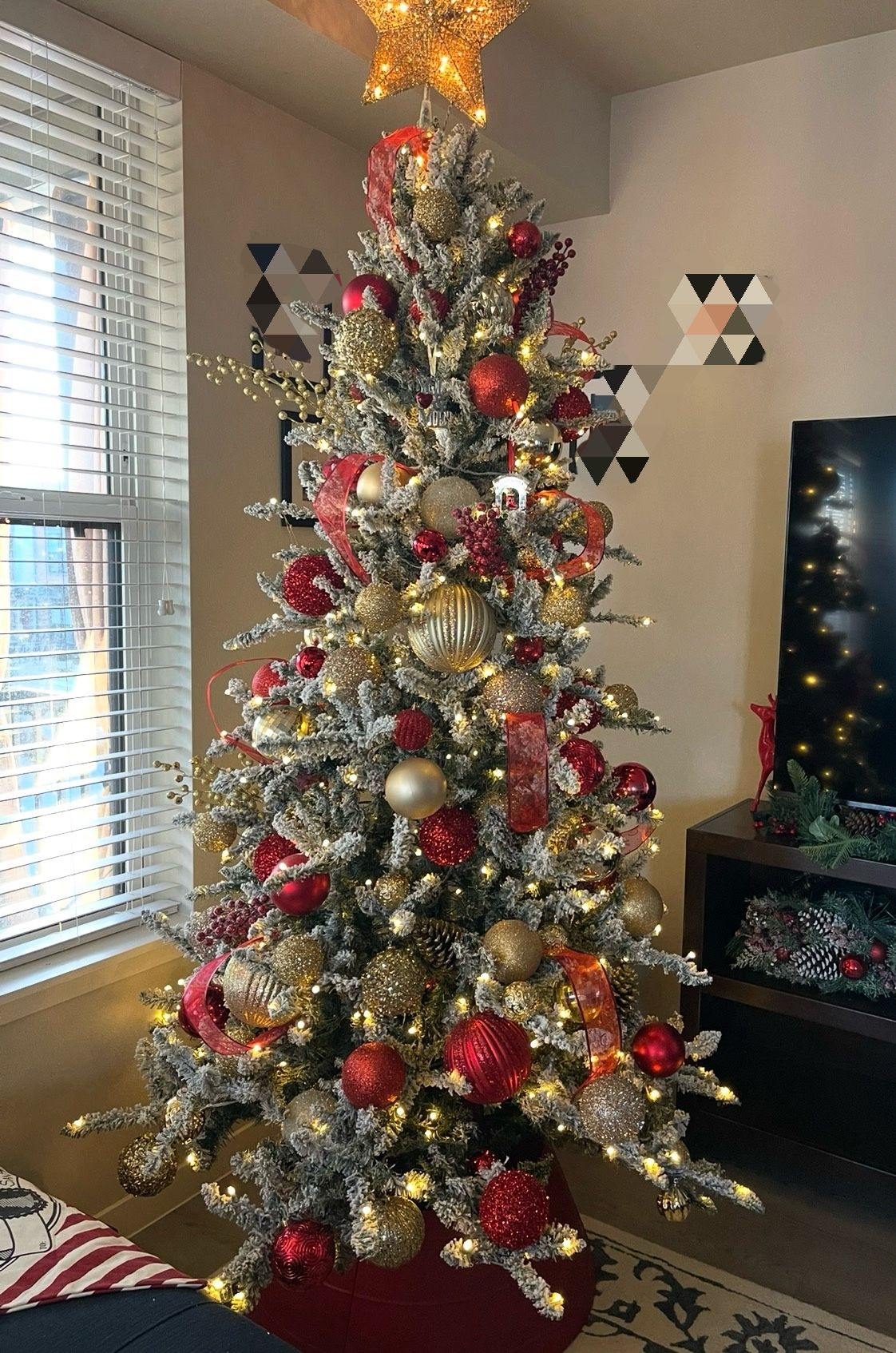 7.5' Pre-Lit Color-Changing Micro LED Flocked Aspen Pine Tree