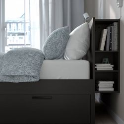Bed frame with storage & headboard, Full/ dark gray 