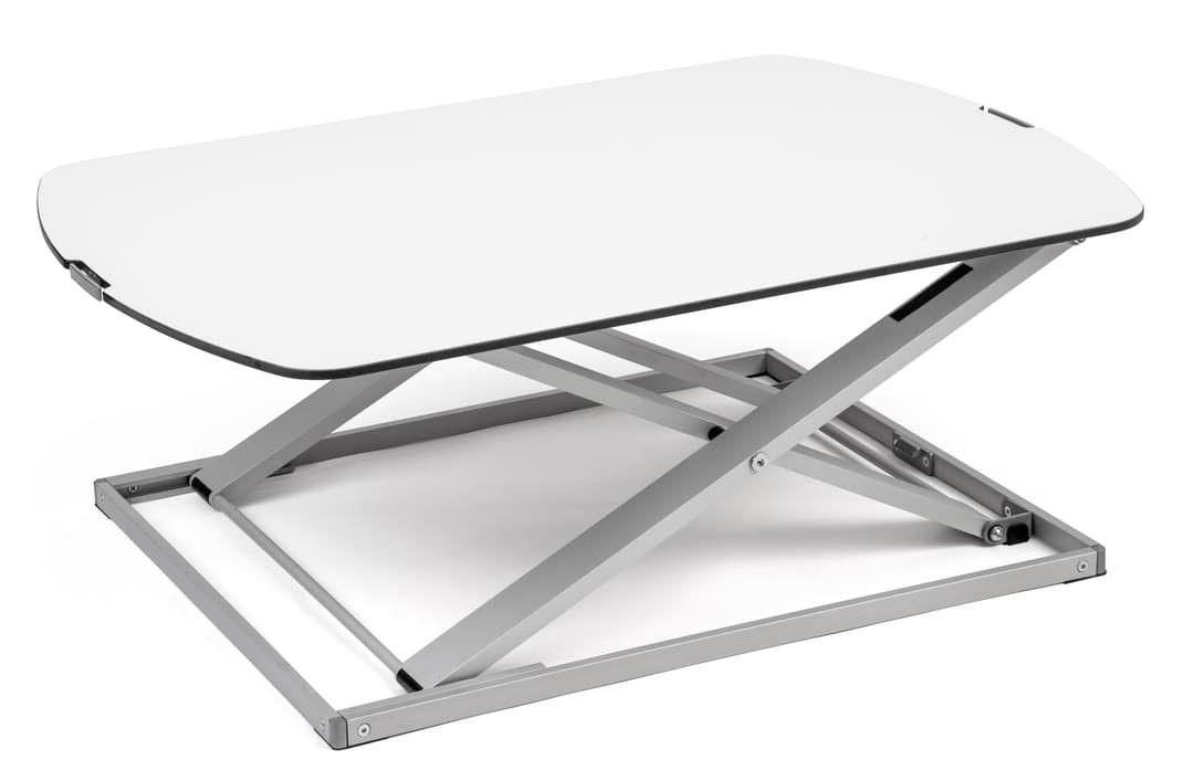 22”d Sit Stand Desktop Workstation, Gas Lift, Adjustable Height - White
